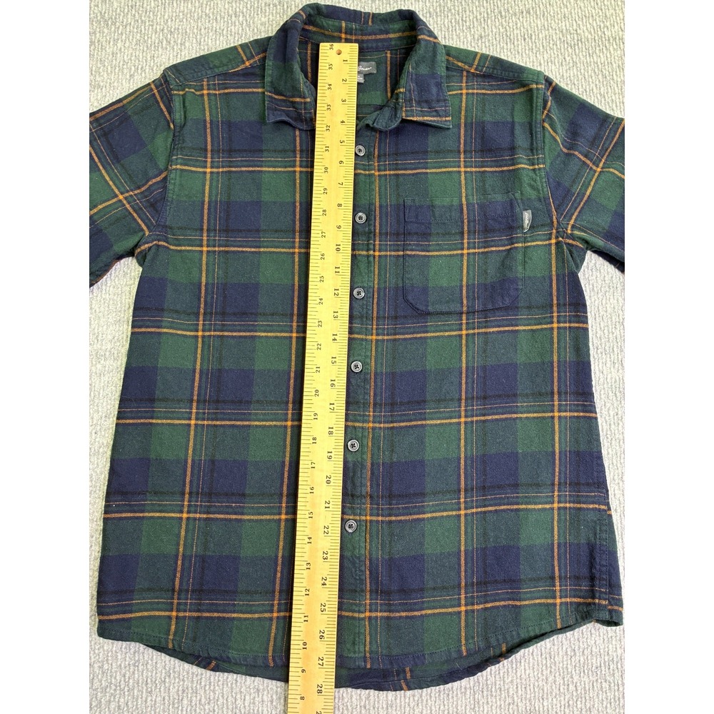 Eddie Bauer Men's M Green Navy Plaid Flannel Shirt Cotton Button Up Outdoor - Picture 3 of 7